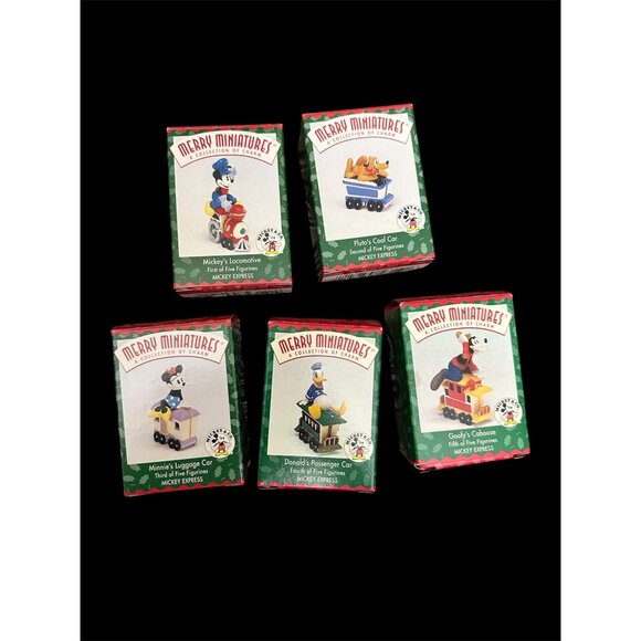 Merry Miniatures Mickey Express Train Set - Mickey Pluto Minnie Donald & Goofy - Picture 1 of 6